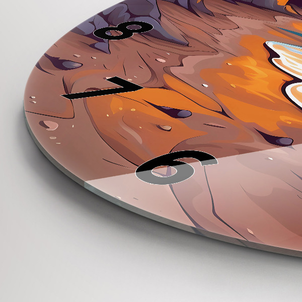 Ceas rotund de perete din sticlă Oceanul și soarele de poveste