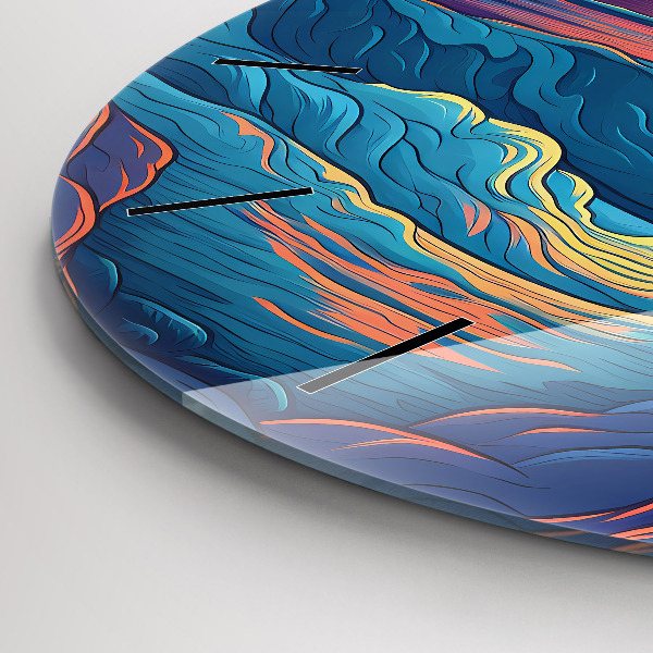 Ceas rotund de perete din sticlă Valuri de poveste și ocean