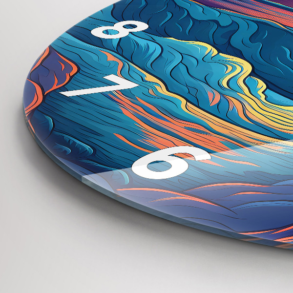 Ceas rotund de perete din sticlă Valuri de poveste și ocean