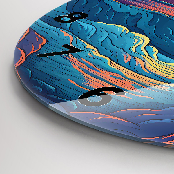 Ceas rotund de perete din sticlă Valuri de poveste și ocean