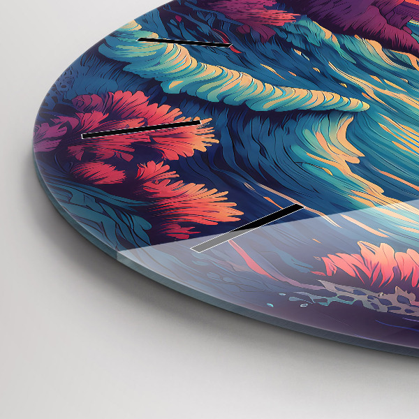 Ceas rotund de perete din sticlă Oceanul și cerul de poveste