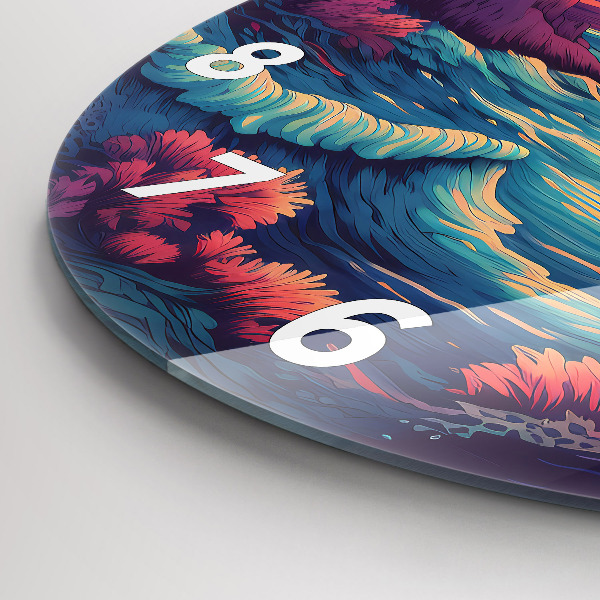 Ceas rotund de perete din sticlă Oceanul și cerul de poveste