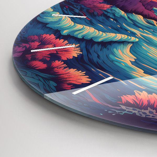 Ceas rotund de perete din sticlă Oceanul și cerul de poveste