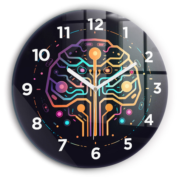 Ceas rotund de perete din sticlă Abstracție colorată