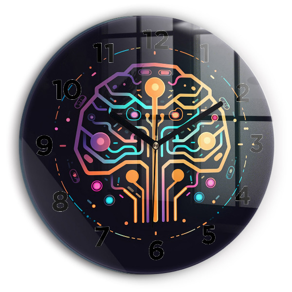 Ceas rotund de perete din sticlă Abstracție colorată