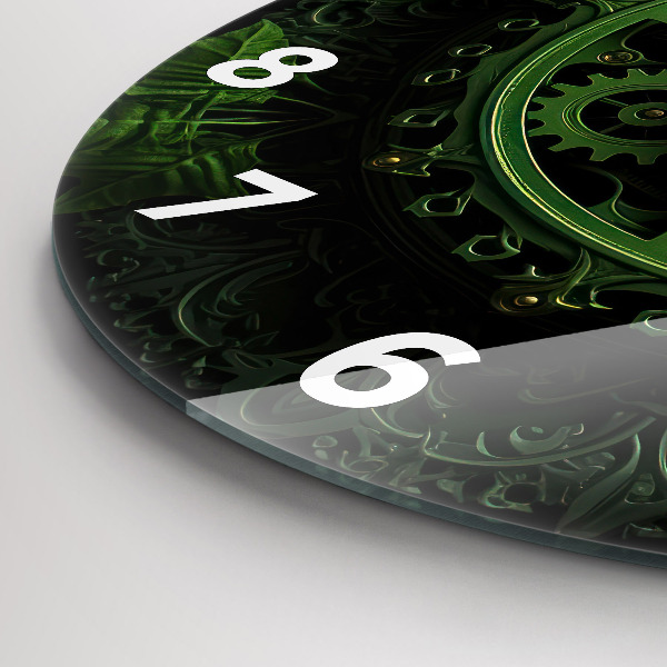 Ceas rotund de perete din sticlă Mecanism verde