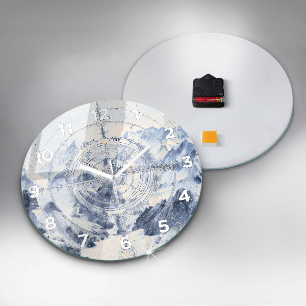 Ceas rotund de perete din sticlă Desene albastre