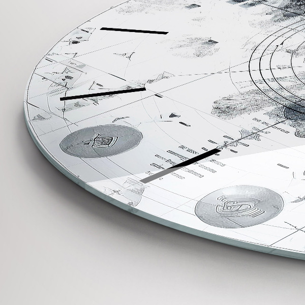 Ceas rotund de perete din sticlă Munți de desene animate