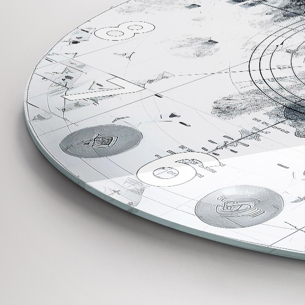 Ceas rotund de perete din sticlă Munți de desene animate