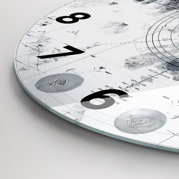 Ceas rotund de perete din sticlă Munți de desene animate