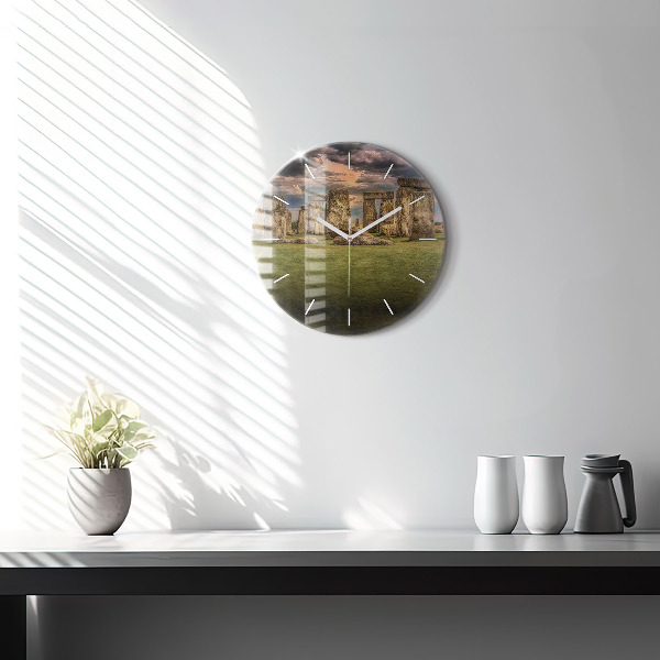 Ceas rotund de perete din sticlă Stonehenge Nimbostratus