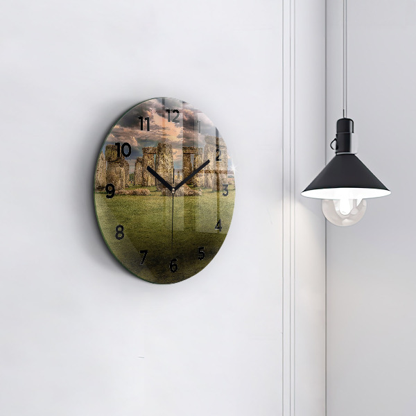 Ceas rotund de perete din sticlă Stonehenge Nimbostratus