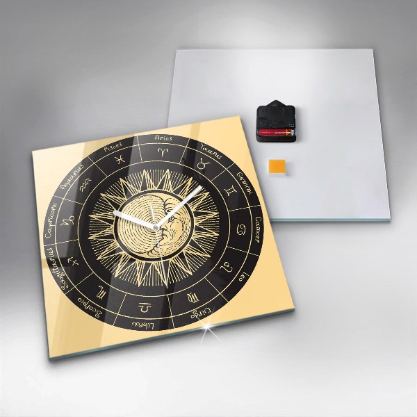 Ceas din sticlă pătrat Zvěrokruhy a Slunce