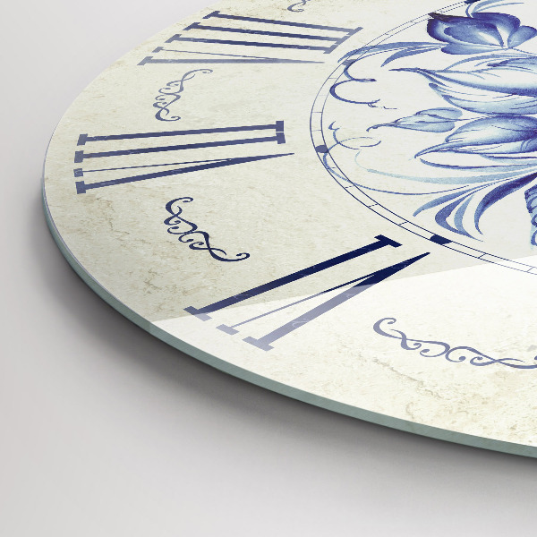 Ceas din sticlă rotund Modré květy