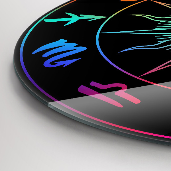 Ceas din sticlă rotund Duhová znamení zvěrokruhu a slunce